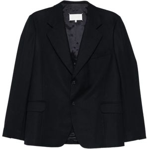 Maison Margiela, Heren, Jassen, Blauw, Maat: L Leer,