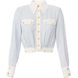 Elisabetta Franchi, Dames, Blouses & Shirts, Blauw, Maat: XS Viscose,