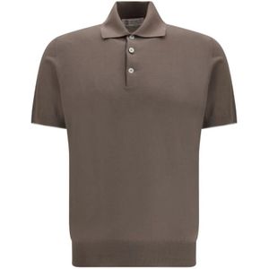 Brunello Cucinelli, Heren, Tops, Bruin, Maat: S Katoen,