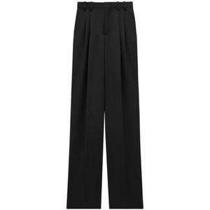 Saint Laurent, Dames, Broeken, Zwart, Maat: M Satijn,