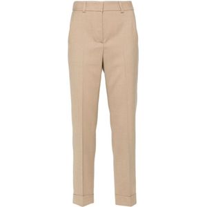 Peserico, Dames, Broeken, Beige, Maat: XL Wol,