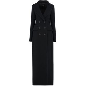 Dolce & Gabbana, Dames, Mantels, Zwart, Maat: S Wol,