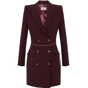 Elisabetta Franchi, Dames, Jurken, Bruin, Maat: XS Leer,