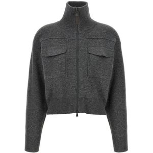 Brunello Cucinelli, Dames, Truien, Grijs, Maat: XS Nylon,