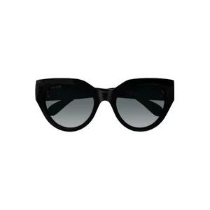 Gucci Zwarte Cat-Eye Zonnebril met GG Logo Detail , Black , Dames , Maat: 52 MM