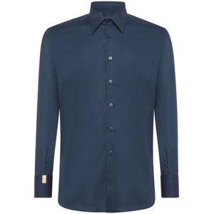 Billionaire, Heren, Overhemden, Blauw, Maat: S Katoen,