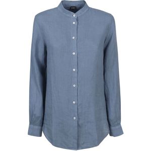 Fay, Dames, Blouses & Shirts, Blauw, Maat: M Linnen,