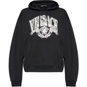 Versace, Heren, Sweatshirts & Hoodies, Zwart, Maat: XL Katoen,