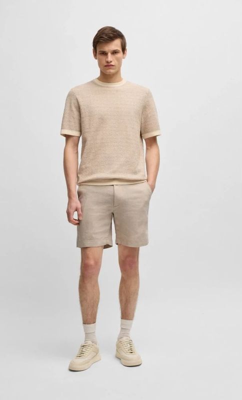 Boss - Bermuda Shorts - Beige - Linnen - Verstelbare Trekkoordtaille