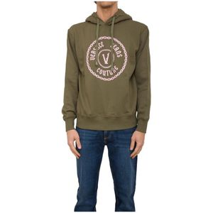 Versace Jeans Couture, Heren, Sweatshirts & Hoodies, Groen, Maat: L Katoen,