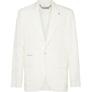 Philipp Plein, Heren, Jassen, Wit, Maat: S Katoen,