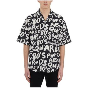 Dsquared2, Heren, Overhemden, Zwart, Maat: M Katoen,
