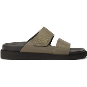 Kazar - Teenslippers - Khaki - Hoogwaardig Rubberleer - Verstelbare Band