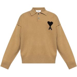 Ami Paris, unisex, Truien, Bruin, Maat: M Wol,