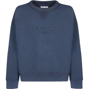 Maison Margiela, Heren, Sweatshirts & Hoodies, Blauw, Maat: S Katoen,