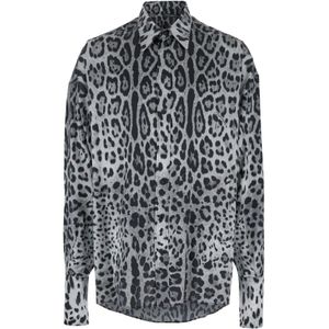 Dolce & Gabbana, Heren, Overhemden, Grijs, Maat: XL Zijde,