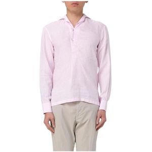 Doppiaa, Heren, Overhemden, Roze, Maat: L Linnen,