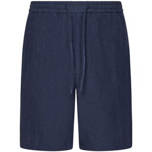 Emporio Armani, Heren, Korte broeken, Blauw, Maat: XL Linnen,