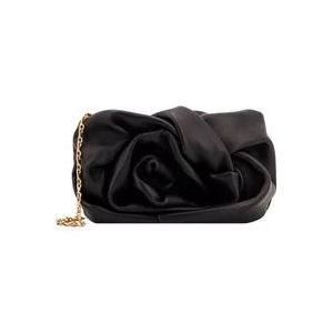 Burberry Rose Leren Clutch met Metalen Schouderband , Black , Dames , Maat: ONE Size