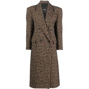 Hevo - Double-Breasted Jas - Bruin - Wolmix - Martina Franca Fashion Collectie