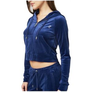 Juicy Couture, Dames, Sweatshirts & Hoodies, Blauw, Maat: M Velours,