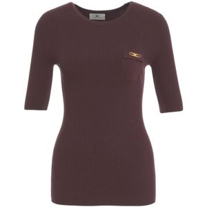 Elisabetta Franchi, Dames, Truien, Bruin, Maat: 2XL