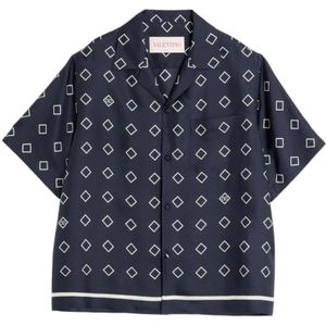 Valentino Garavani, Heren, Overhemden, Blauw, Maat: L Zijde,