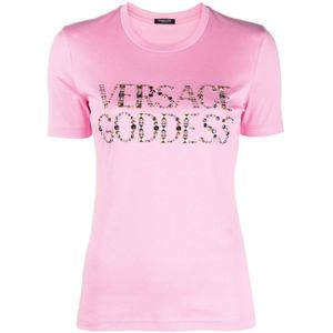 Versace, Dames, Tops, Roze, Maat: 2XS Katoen,