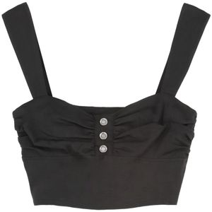 Pinko, Dames, Tops, Zwart, Maat: 2XS Linnen,