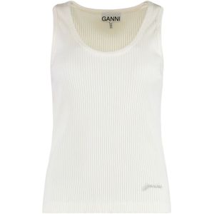 Ganni, Dames, Tops, Wit, Maat: M Katoen,
