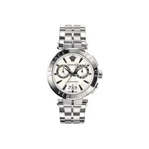 Versace Chronograaf Zilver Staal Witte Wijzerplaat Horloge , Gray , Heren , Maat: ONE Size