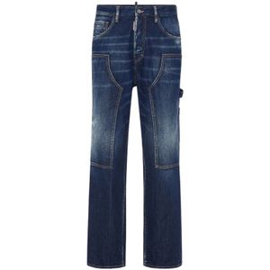 Dsquared2 - Timmerman Denim Jeans - Blauw - Losse Pasvorm - Werkkleding
