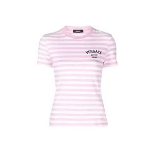 Versace Nautische Strepen Logo T-Shirt , Multicolor , Dames , Maat: 2XS