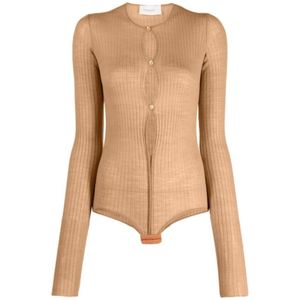 Sportmax, Dames, Tops, Beige, Maat: M Wol,