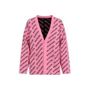 Balenciaga All-Over Cardigan in Roze en Zwart , Multicolor , Dames , Maat: M
