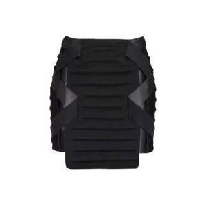 Balmain Geribbelde Gepanelde Mini Rok , Black , Dames , Maat: XS