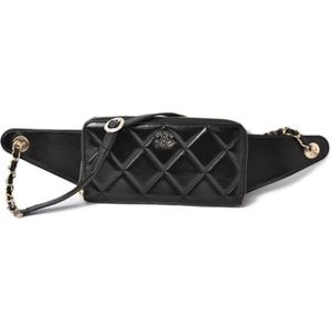 Chanel Vintage, Dames, Pre-owned, Zwart, Maat: ONE Size Leer,