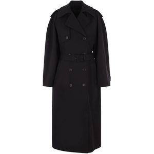 Balenciaga Zwarte Oversized Double-Breasted Trenchcoat , Black , Dames , Maat: 2XS