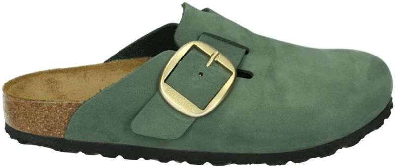 Birkenstock - Boston Big Buckle Slippers - Groen - Leer