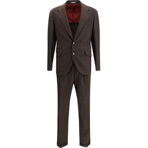 Brunello Cucinelli, Heren, Pakken, Bruin, Maat: L Wol,