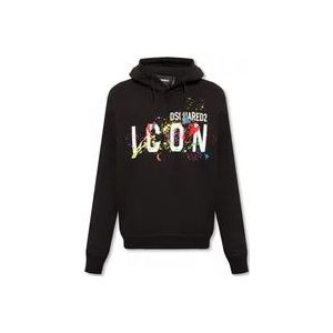 Iconische Luxe Hoodie - Dsquared2 , Black , Heren , Maat: S