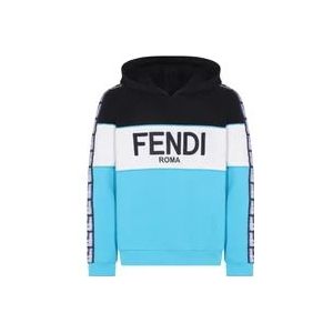 Fendi Logo Hoodie , Blue , Heren , Maat: L