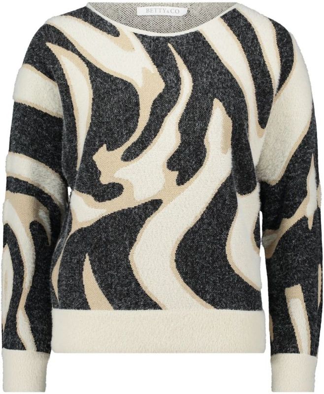 Betty & Co - Gebreide Trui - Wit - Aansluitende Pasvorm - Boot Halslijn