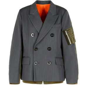 Sacai, Dames, Jassen, Grijs, Maat: L Wol,