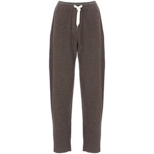 Brunello Cucinelli, Dames, Broeken, Bruin, Maat: S Wol,