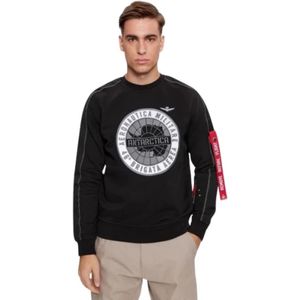 Aeronautica Militare, Heren, Sweatshirts & Hoodies, Zwart, Maat: XL Katoen,