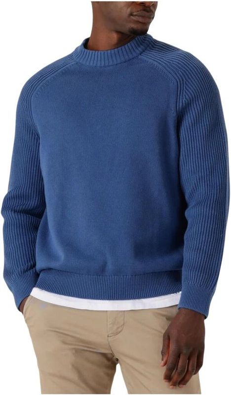 Selected Homme - Slhdereck LS Knit Relaxer RIB Mock Neck - Gebreide Trui - Blauw