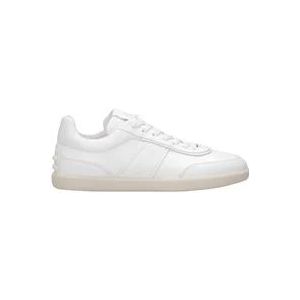 Tod's Witte Leren Sneakers met Ingedrukt Logo , White , Heren , Maat: 41 EU
