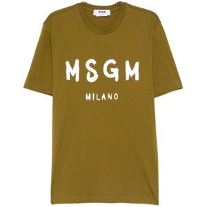 Msgm, Heren, Tops, Groen, Maat: S Katoen,