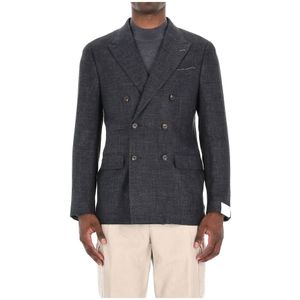 Eleventy, Heren, Jassen, Grijs, Maat: M Linnen,